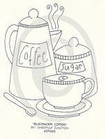 Blackwork Coffee Embroidery ePattern