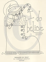 Redwork Elf Boot Embroidery ePattern